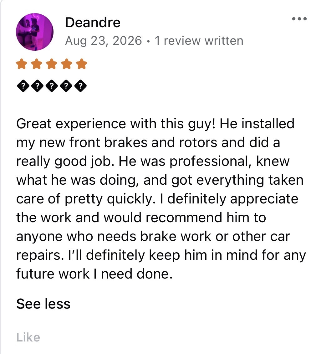 Five-star Facebook Marketplace review from Deandre