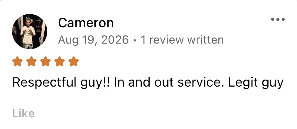 Five-star Facebook Marketplace review from Cameron